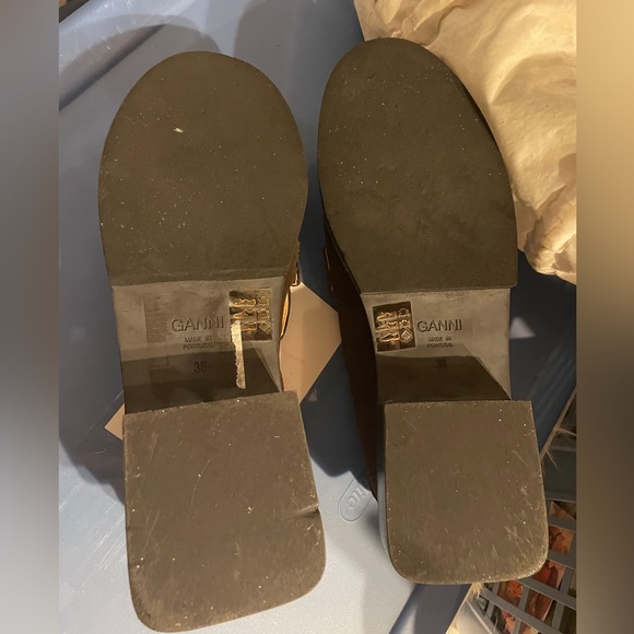 Ganni Brown Suede Crystal Embellishments Loafers - Picture 5 of 5